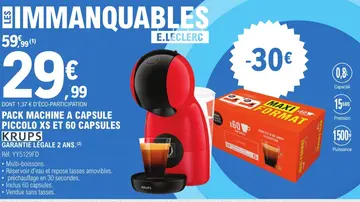 Aanbieding: PACK MACHINE A CAPSULE PICCOLO XS ET 60 CAPSU