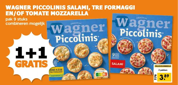 Aanbieding: Piccolinis salami, tre formaggi en/of tomate mozzarella