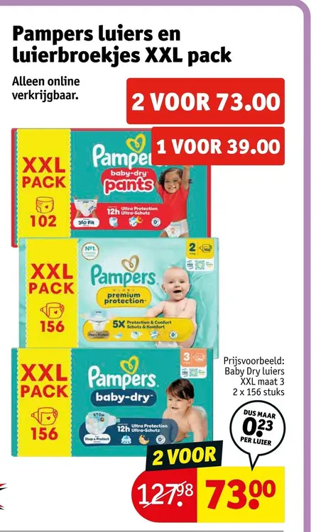 Aanbieding: Pampers luiers en luierbroekjes XXL pack