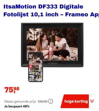 Aanbieding: ItsaMotion DF333 Digitale Fotolijst 10,1 inch