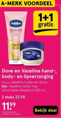 Aanbieding: Dove en Vaseline hand-, body- en lipverzorging