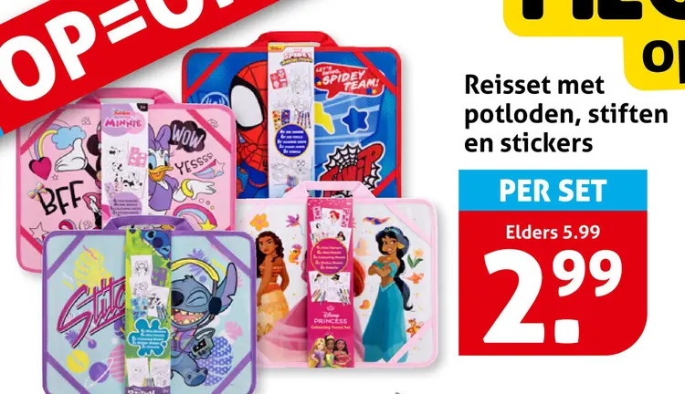 Aanbieding: Reisset met potloden, stiften en stickers