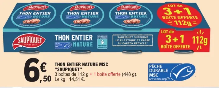 Offre: Thon entier nature msc
