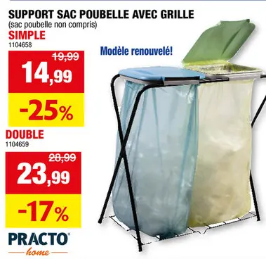 Offre: Practo Home support sac poubelle simple + grille
