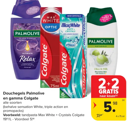 Promotie: Douchegels Palmolive en gamma Colgate