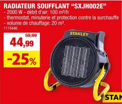 Offre: Stanley PTC radiateur soufflant électrique 2000W