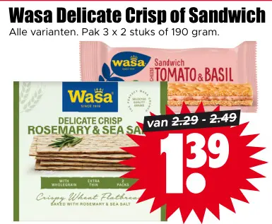 Aanbieding: Wasa Delicate Crisp of Sandwich