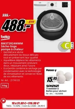 Offre: Sèche-linge pompe à chaleur