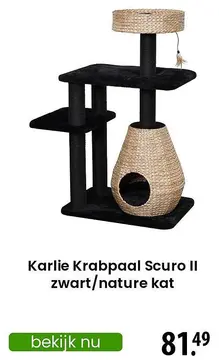 Aanbieding: Karlie Krabpaal Scuro II zwart/nature kat