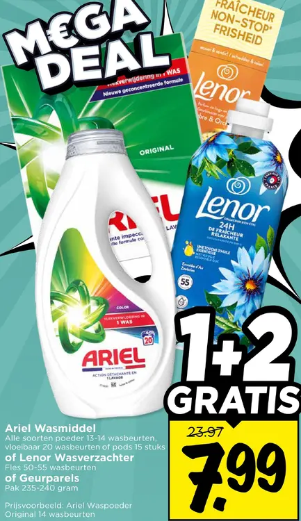 Aanbieding: Ariel Wasmiddel of Lenor Wasverzachter of Geurparels