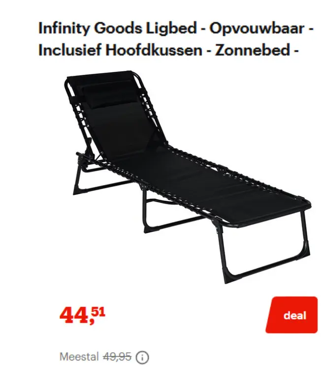 Promotie: Infinity Goods Ligbed - Opvouwbaar Inclusief 