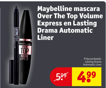 Aanbieding: Maybelline mascara Lasting Drama Automatic Liner