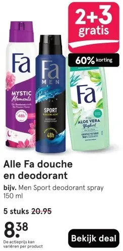 Aanbieding: Alle Fa douche en deodorant