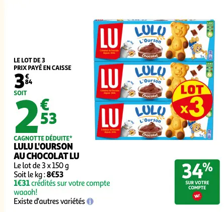 Offre: L'ourson au chocolat