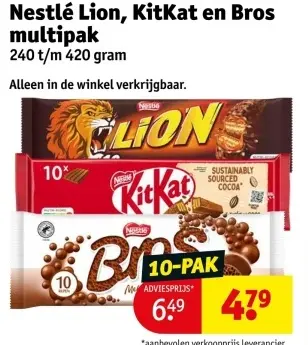 Aanbieding: Nestlé Lion, KitKat en Bros multipak