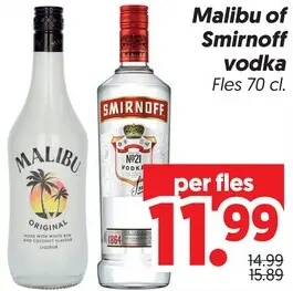 Aanbieding: Malibu of Smirnoff vodka