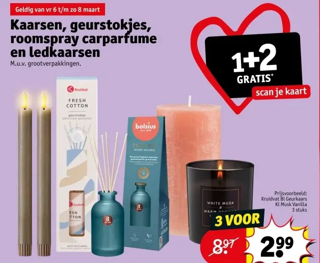 Aanbieding: Kaarsen, geurstokjes, roomspray carparfume en ledkaarsen