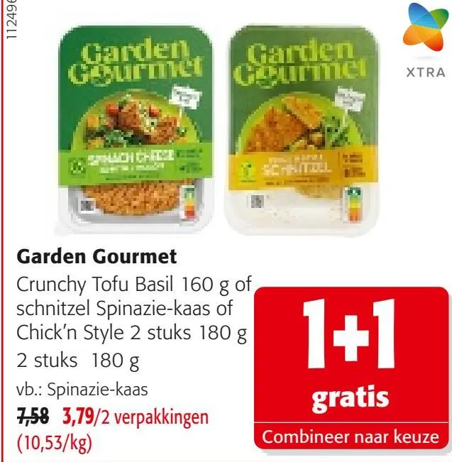 Promotie: Crunchy Tofu Basil, schnitzel Spinazie-kaas o