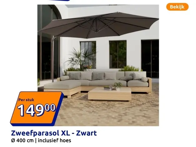 Promotie: Zweefparasol XL - Zwart