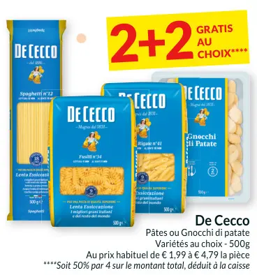 Offre: Pâtes ou Gnocchi di patate
