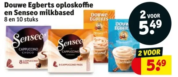 Aanbieding: oploskoffie en Senseo milkbased