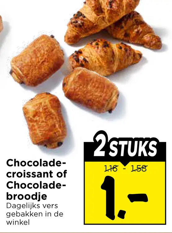 Chocolade-croissant of Chocolade-broodje