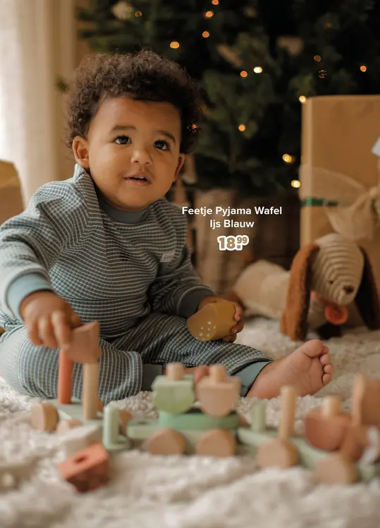 Aanbieding: Feetje Pyjama Wafel Ijs Blauw