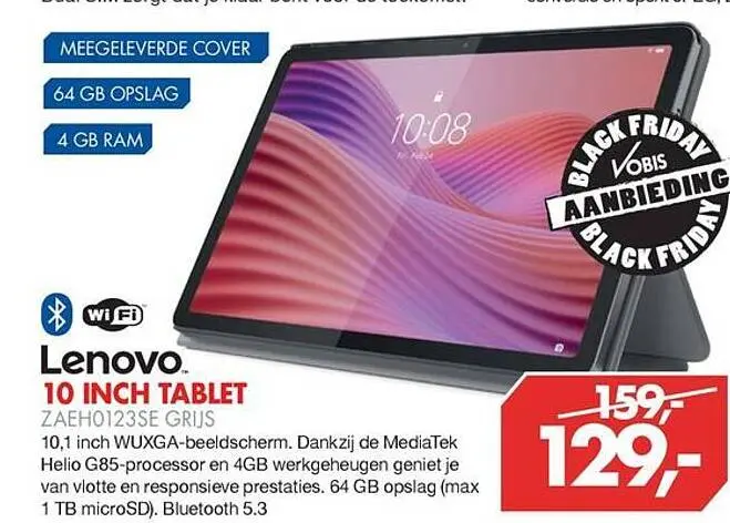 Aanbieding: Lenovo 10 INCH TABLET ZAEH0123SE GRIJS