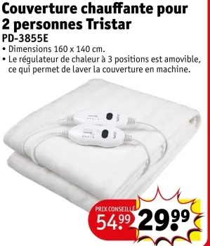 Offre: Couverture chauffante pour 2 personnes