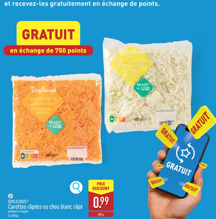 Offre: Carottes râpées ou chou blanc râpé