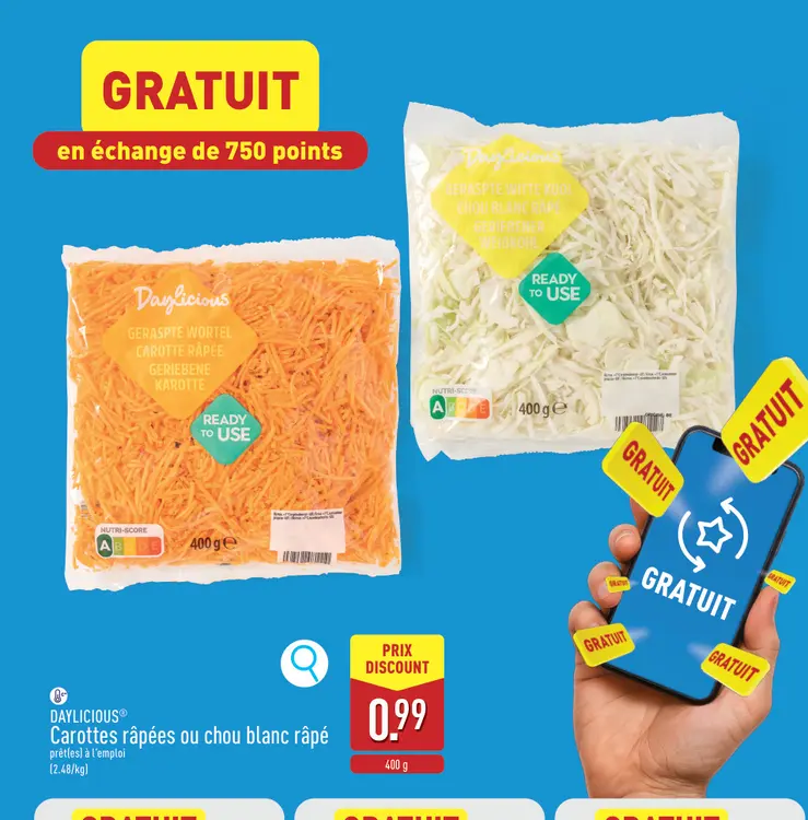 Offre: Carottes râpées ou chou blanc râpé