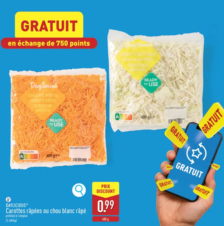 Offre: Carottes râpées ou chou blanc râpé