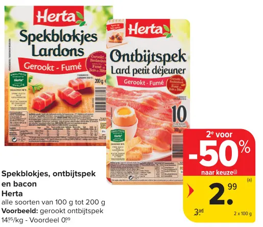 Promotie: Spekblokjes, ontbijtspek en bacon