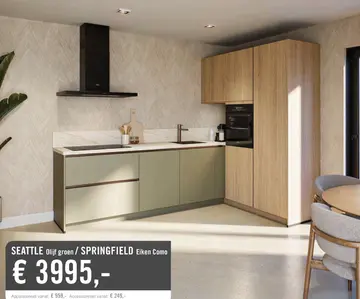 Aanbieding: SEATTLE Olijf groen / SPRINGFIELD Eiken Como