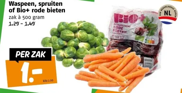 Aanbieding: Waspeen, spruiten of rode bieten