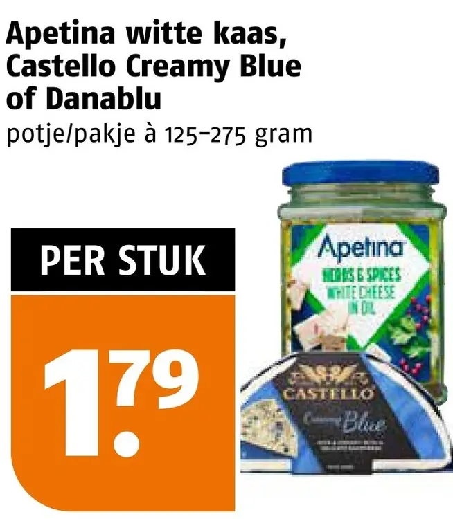 Aanbieding: Apetina witte kaas, Castello Creamy Blue of Danablu