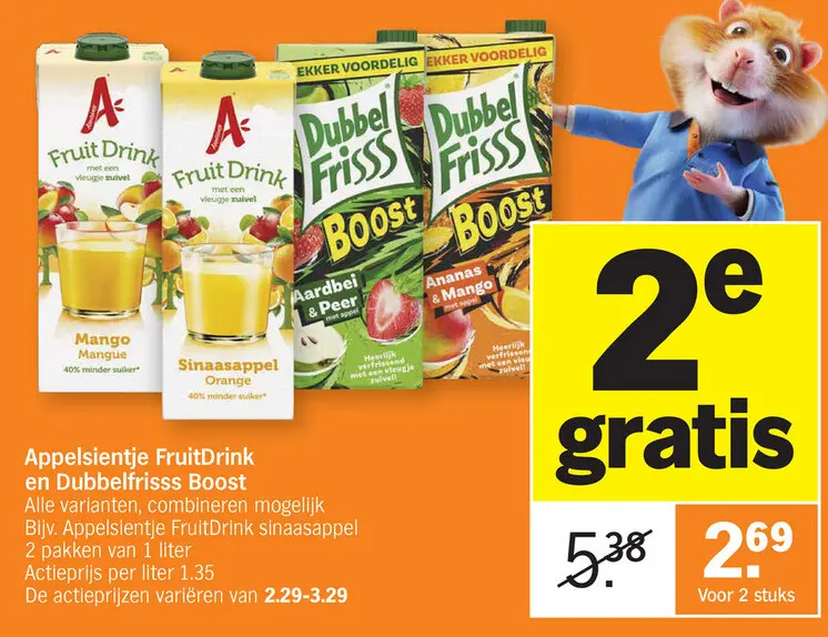 Aanbieding: Appelsientje FruitDrink en Dubbelfrisss Boost