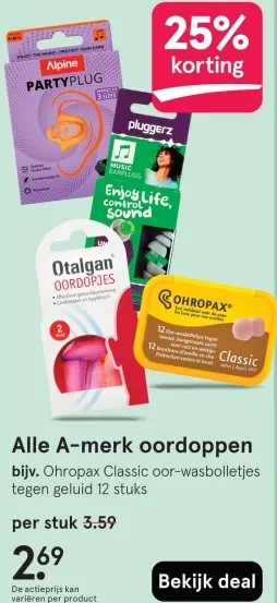 Aanbieding: A-merk oordoppen