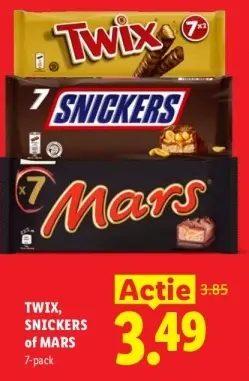 Aanbieding: Twix, Snickers of Mars