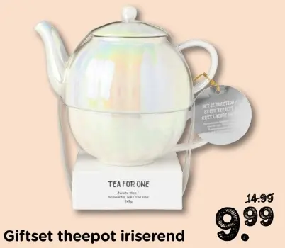 Aanbieding: Giftset theepot iriserend