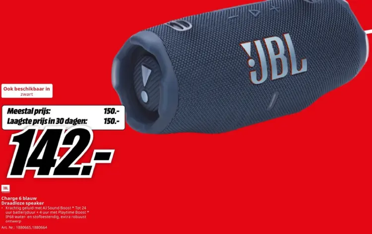 Aanbieding: Charge 6 blauw Draadloze speaker