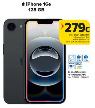 Offre: iPhone 16е 128 GB
