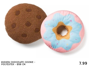 Aanbieding: Kussen chocolate cookie - polyester - ø38 cm