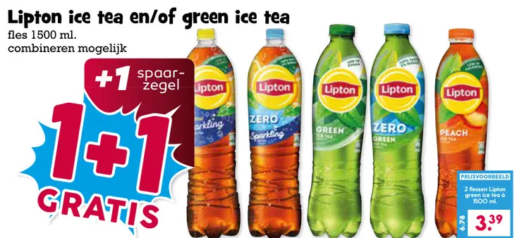 Aanbieding: Lipton ice tea en/of green ice tea