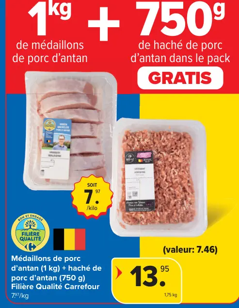 Offre: Médaillons de porc d'antan + haché de porc d'