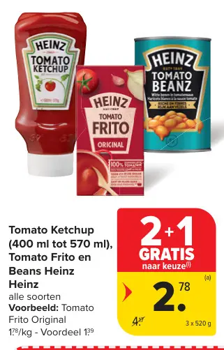Promotie: Tomato Ketchup, Tomato Frito en Beans Heinz
