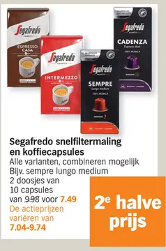 Aanbieding: Segafredo snelfiltermaling en koffiecapsules