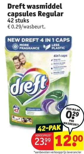 Promotie: Dreft wasmiddel capsules Regular