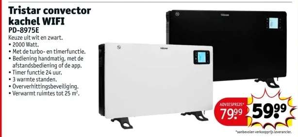 Promotie: Tristar convector kachel WIFI