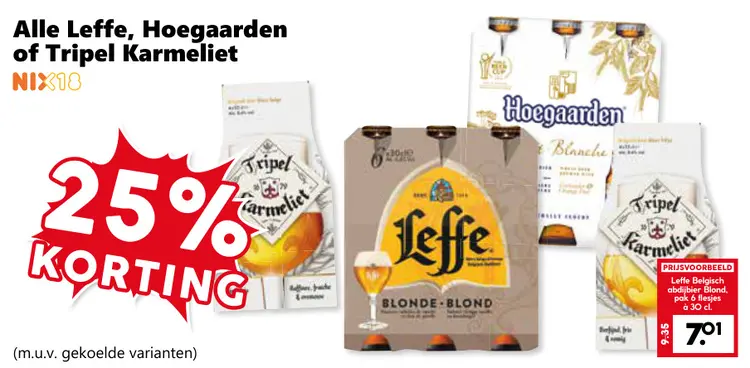 Aanbieding: Leffe, Hoegaarden of Tripel Karmeliet